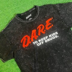 DARE “To Keep Kids Off Drugs” Men’s Size L Acid Wash Black T-Shirt Spellout Punk