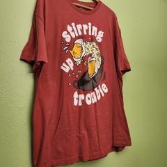 Sanrio Graphic Tshirt Gudetama “Stirring up Trouble” Maroon Unisex Adult Sz 2XL