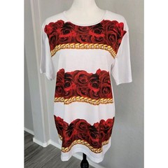 Vie+Riche Streetware Red Rose Chain Graphic T Shirt Top Sz M