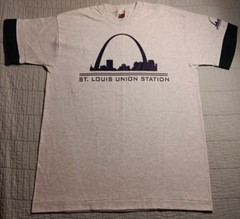 Vtg Lg FOTL St. Louis Union Station Graphic Single Stitch T Shirt W/ Flanel Cuff
