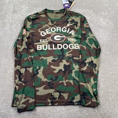 Nike Georgia Bulldogs Mens Medium Green Camo Long Sleeve Dri-FIT T-Shirt NCAA