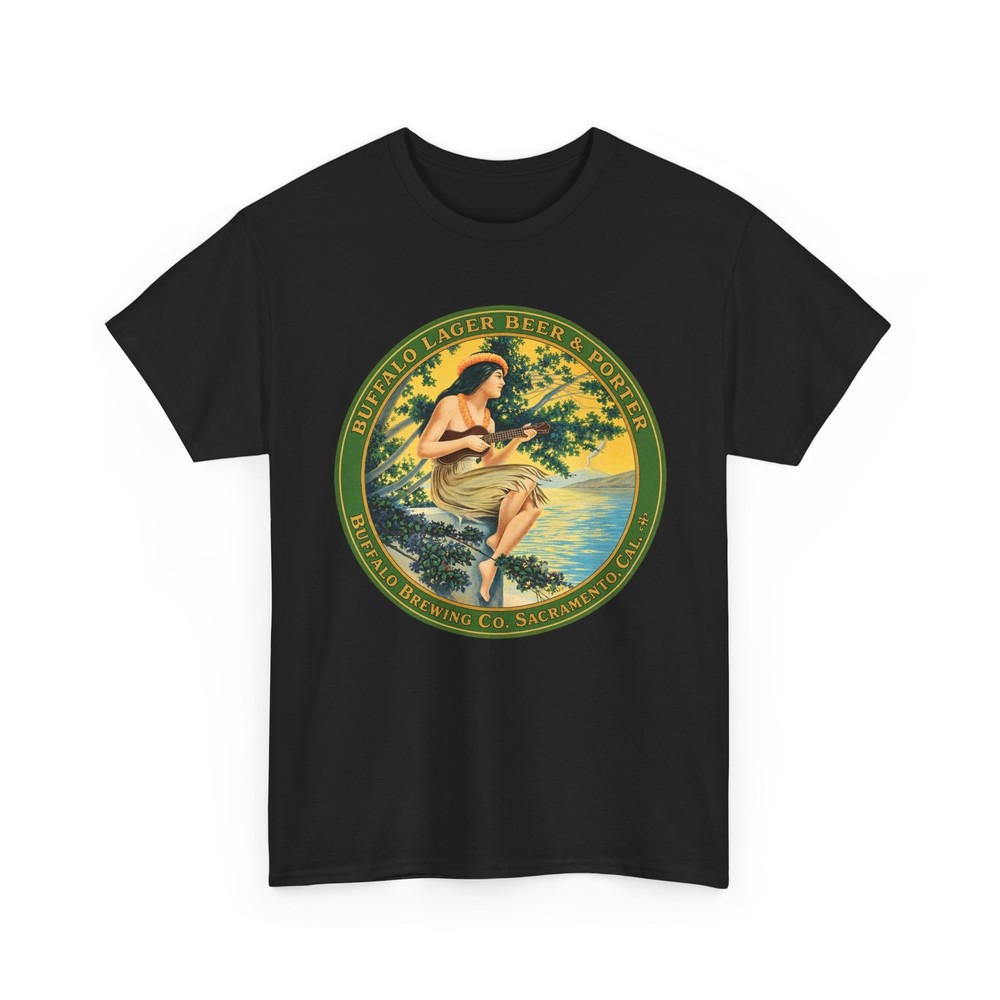 Buffalo Beer & Porter Pre-Pro Sacramento CA Hawaiian Ukulele Girl Retro T-Shirt