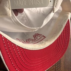 Vintage 90s AAF SnyderGeneral trucker snapback hat white red USA made one size