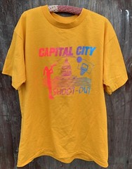 Vintage Capital City Shoot Out T Shirt Basketball Neon Graphics Tee Size XL
