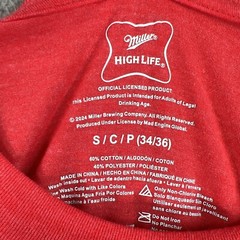 OVERSIZED Miller High Life Beer Shirt MENS Small 34/36 Red Sleeveless Muscle
