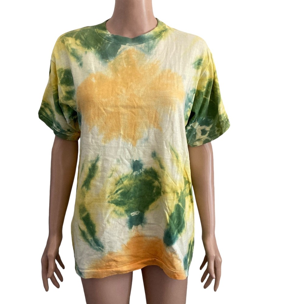 mens tie dye tshirt yellow green mens medium stretch
