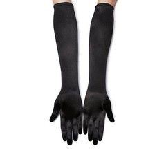 Long Black Opera Party Gloves for Women 1920s 20s Satin Gloves Elbow Length B…