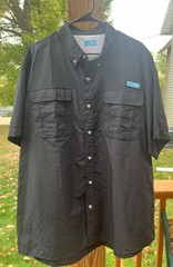 Tuna Mens Sz 2XL Soild Black Vented Short Sleeved Fishing Shirt