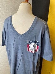 Royce Brand Unisex Shirt Large USA V neck Gray Cotton Stretch Graphic Easy Care