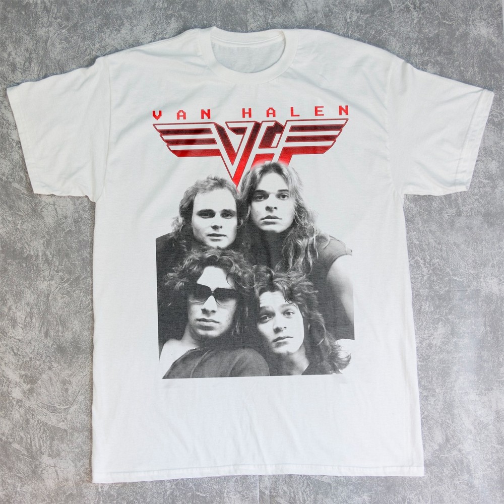 Van Halen Band World Tour Concert Graphic White Unisex T-shirt Size S-5XL