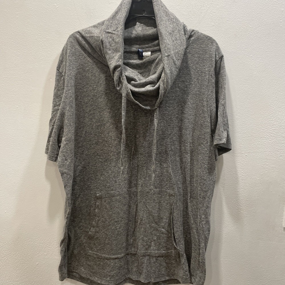 H&M Divided Mens Cowl Neck Short Sleeve Shirt With Drawstrings Size Large