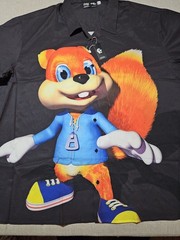 Conker’s Bad Fur Day Nintendo 64 Chalk Line Button Up Shirt Men’s Size XXXL NWT