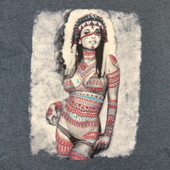 Riot Society Mens XL Graphic T-Shirt Charcoal Gray Headdress Woman Print Tee