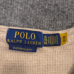 Polo Ralph Lauren Shirt Mens XL Oatmeal Waffle Knit Cotton Crew Custom Slim Fit