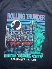 Vintage 1991 Rolling Thunder POW-MIA New York City T-Shirt Screen Stars Best