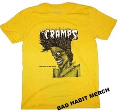 Authentic The Cramps Bad Music for Bad People Yellow Band T-Shirt badhabitmerch