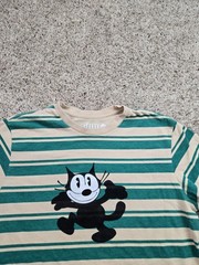 Felix The Cat T Shirt Mens Medium Green Striped Short Sleeve Cotton Graphic