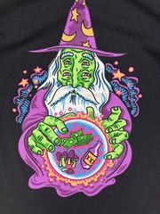 ALAB Magic Wizard Psychedelic Graphic T-shirt Men Medium Black Short Sleeve