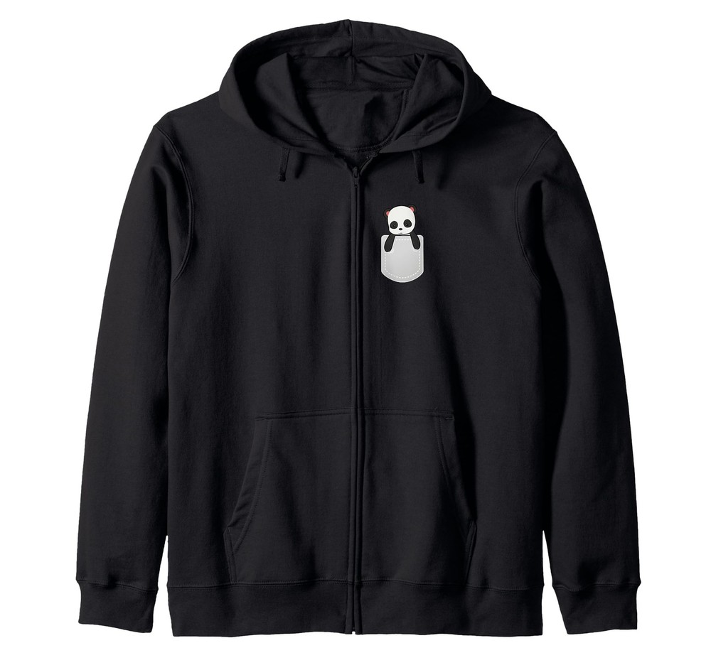Very-Cute Pocket-Panda-Bear Zip Hoodie