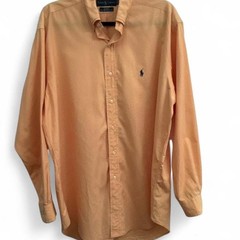 Ralph Lauren Blake Button Down Shirt Mens Medium Orange Pony Logo Cotton 0166