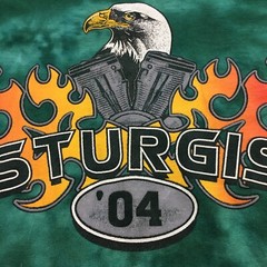 Sturgis 00s Acid Wash Single Stitch T-Shirt L Green Biker Crewneck Eagle Cycle