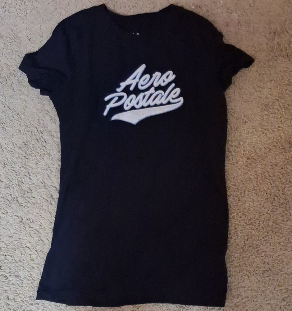 Aéropostale Men’s S Regular Crew Neck Short Sleeve Black Graphic Logo T-Shirt
