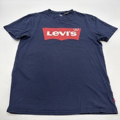 Levis T-shirt Men M Blue Graphic Print Logo 100% Cotton.#47217