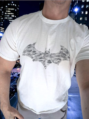 MEN’S TSHIRT: Batman DC Comics White Distressed Bat Logo Superhero LARGE L