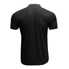 Men Ribbed Muscle Stretch Slim Fit Short Sleeve T-Shirt Summer Collar Casual Top
