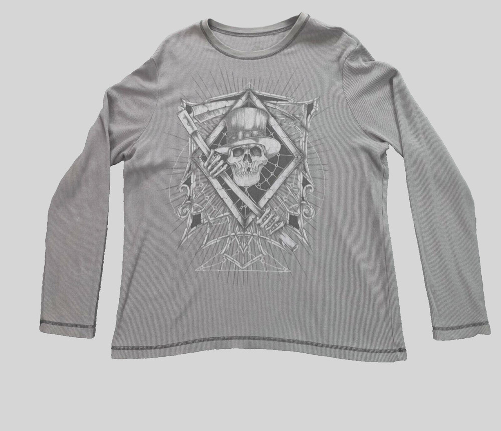 Vintage No Boundaries Thermal Waffle Knit T Shirt Men’s 2XL Gray Long Sleeve
