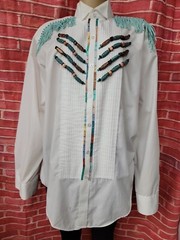 GIORGIO PATRINO Select BROADCLOTH TRIBAL INDIAN RARE GRAPHIC SHIRT XL/4-5 #C