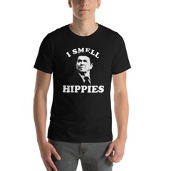 RONALD REAGAN I SMELL HIPPIES Republican Politics Funny Unisex T-Shirt