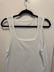 Manfinity Men’s Small White Waffle Knit Square Neck Tank Top Casual Minimalist