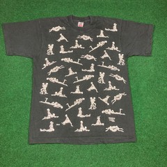 Vintage Fashion Victim Shirt Mens L Black White 1990 Skeleton Sex Funny AOP 90s