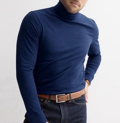 Men’s APT 9 Premier Flex Long Sleeve Turtleneck Shirt NEW Navy Blue Cotton Blend