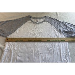Royal Avalon Sport Mens XL Baseball White Gray Raglan Long Sleeve Cotton Shirt