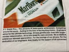 McLaren Honda Formula 1 Racing Vintage Tee T Shirt One Size White Made In Japan