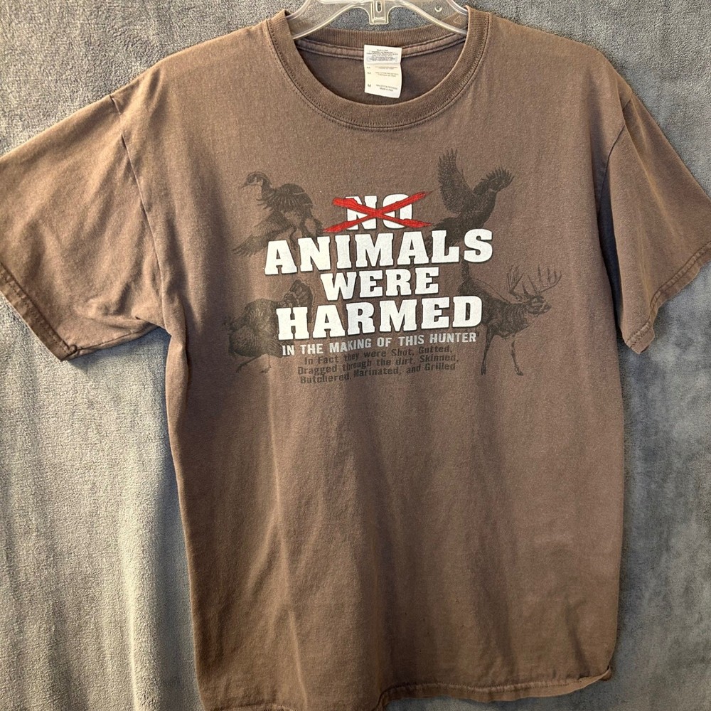 Animals Were Harmed Hunting Mens S T- Shirt Funny Hunter Joke Brown