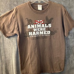 Animals Were Harmed Hunting Mens S T- Shirt Funny Hunter Joke Brown