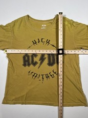 AC/DC Shirt Mens Medium Mustard Yellow High Voltage Graphic Band Rock Tee Faded