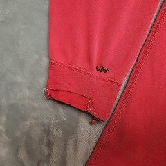 Vintage Eddie Bauer Henley Shirt Men L Red Ribbed Knit Distressed Grandpa Logger