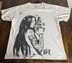 Kill It Gun Girl Tattoo Print “Addicted to Chaos) T Shirt Sz L Grunge Metal Tat