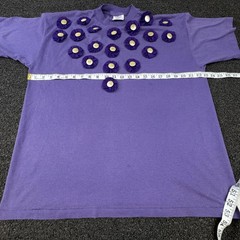Vintage Fashion Gear Shirt Mens XL Purple Button Flower Applique Made USA 80s