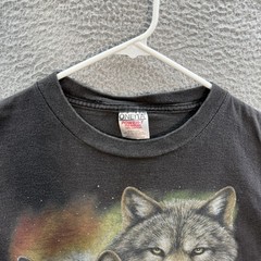 Vintage Oneita Shirt Mens Large Black Single Stitch Wolf Nature Grunge Faded 90s