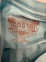 Costa Del Mar Men Large T-Shirt Teal Blue Born on the Water Graphic Tee Fishing