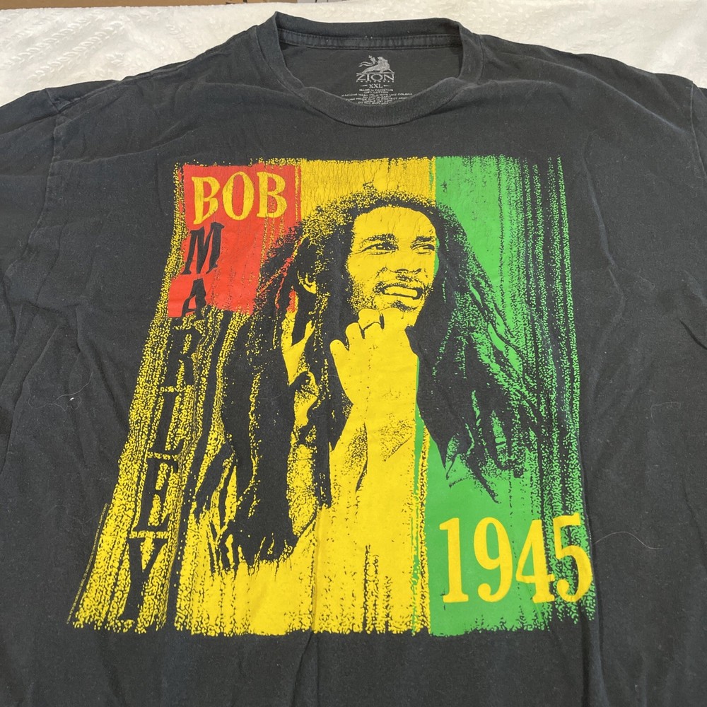 Bob Marley Reggae Zion Rootswear Black T Shirt Mens Size XXL Graphic SS