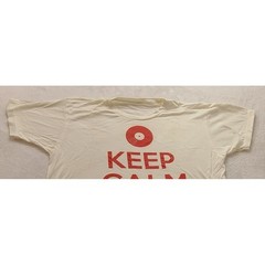Keep Calm and Spin Records Vinyl Graphic T-Shirt Cream Red Men’s L Short sleeve