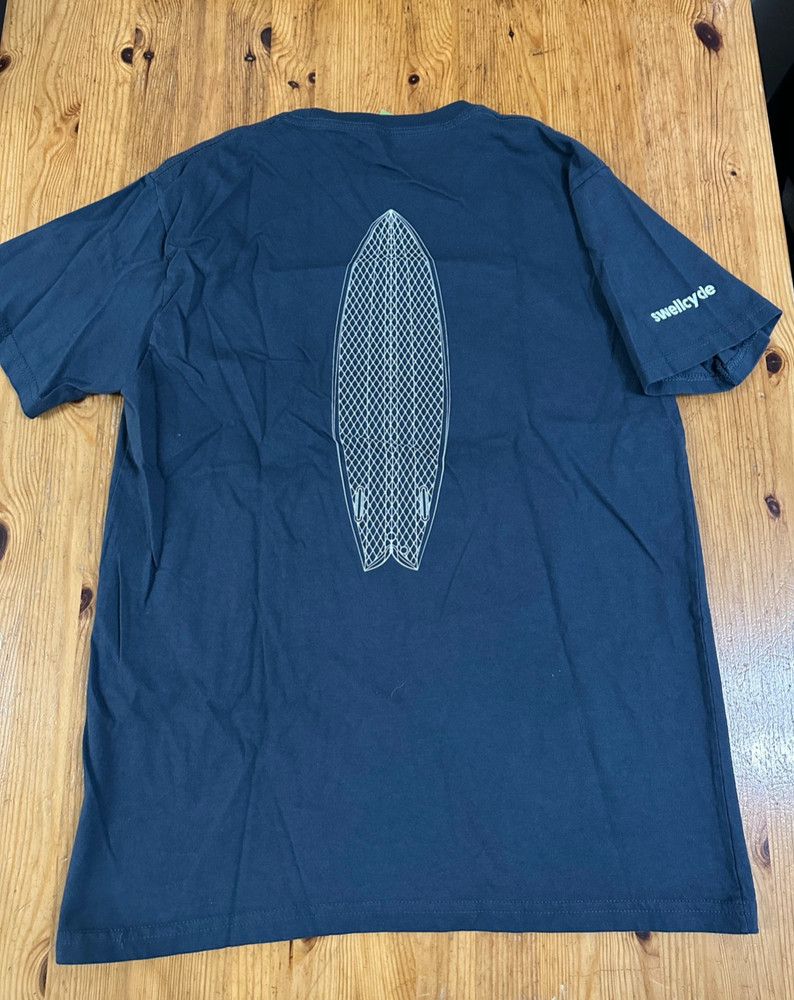 Econscious Organic Cotton T-Shirt Surfboard Back Print Blue size Medium