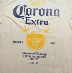 Corona Extra Vintage Graphic Ivory Mens Ringer Shirt NWT XL