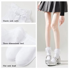Lace Ruffle Frilly Socks for Women Lace Ankle Socks with Bow US Numeric 5 9 R…